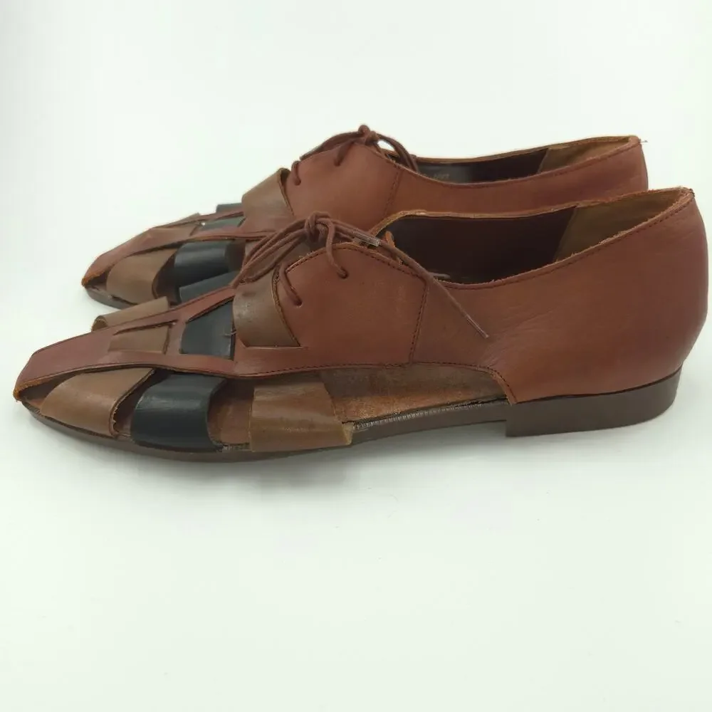 Vintage Lace-up Leather Oxford Fisherman Sandals Men's Size 12 Made In Brazil
